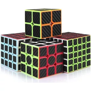 4 Cubos Rubik De Fibra Carbono 2x2 3x3 4x4 5x5 Giro Rápido Color De La Estructura Fibra De Carbono