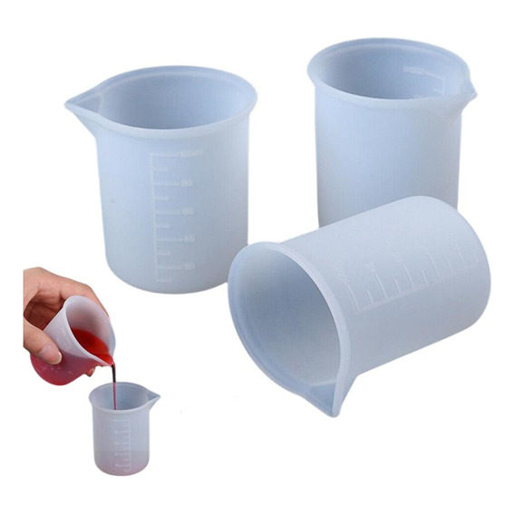 Pack 3 Vasos Medidores De Silicona Para Mezclar Resina Epoxi