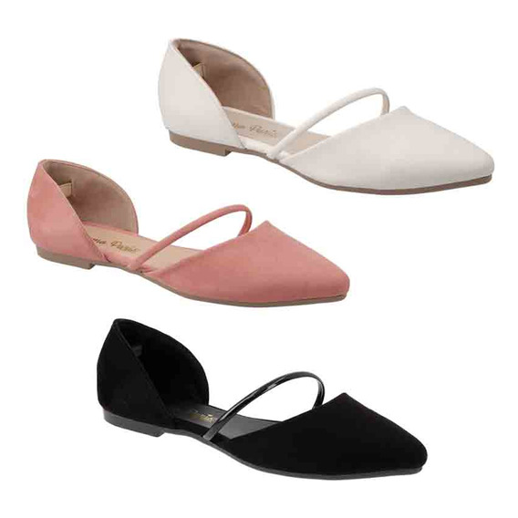 Zapatos Flats Dama Picudos Casuales Mujer Tripack