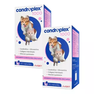 2 Caixas Condroplex 1000 C/ 60 Cápsulas Cães E Gatos.