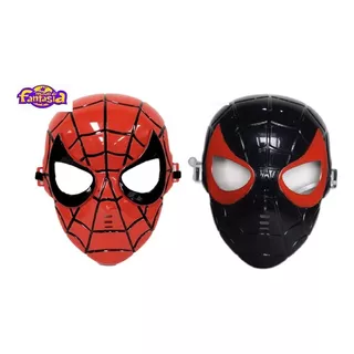 Kit 2 Máscaras Plástico Marvel Homem Aranha + Miles Morales Cor Preto/vermelho Spider