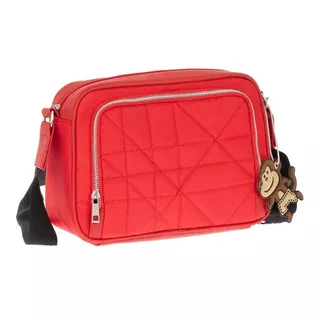 Bolsa Lover Nylon Crossbody Ligera Bolso Dama Mujer 9539 Acabado De Los Herrajes Brillante Color Rojo Color De La Correa De Hombro Negro