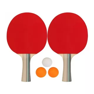 Raquetas Ping Pong Tenis De Mesa Rojo Negra Set + 3 Bolas