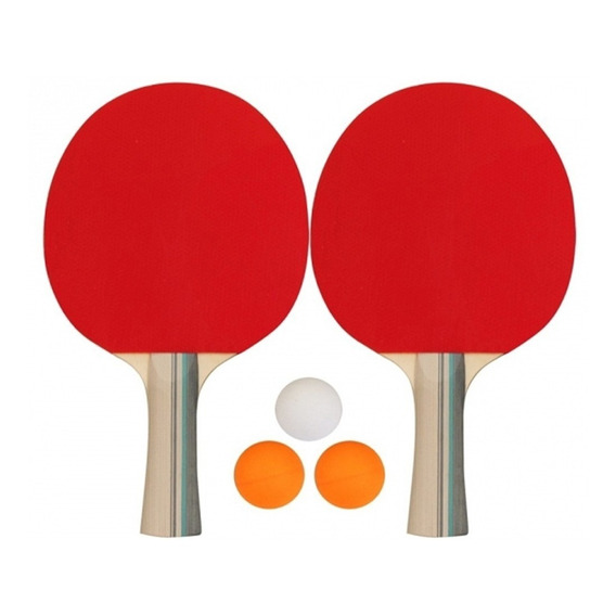 Raquetas Ping Pong Tenis De Mesa Rojo Negra Set + 3 Bolas