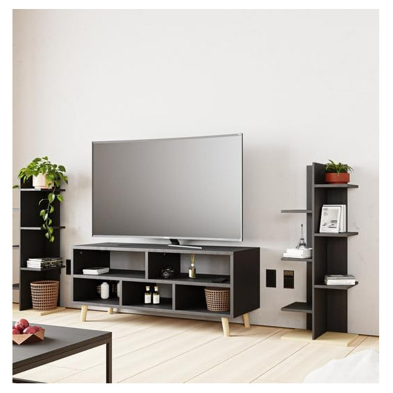 Mueble Para Tv Minimalista Color Negro Fácil De Armar