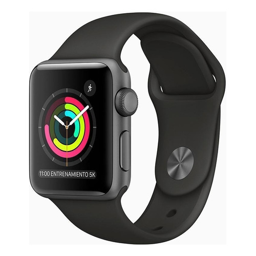 Apple Watch  Series 3 (GPS) - Caja de aluminio gris espacial de 38 mm - Correa deportiva negro