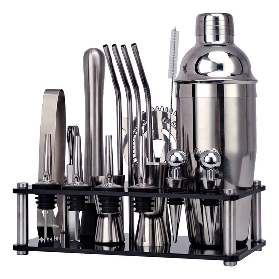 Kit De Cocteleria 20pcs Bartender Con Soporte 750ml