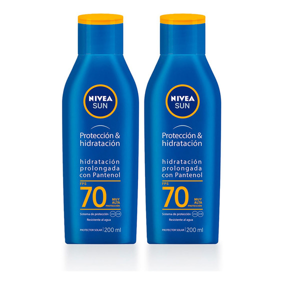 Nivea Bloqueador Protección & Hidratación Fps 70 200ml X 2