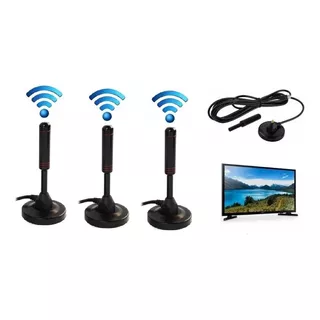 Pack X3 Antena Tv Digital Hd  Con Iman Interior / Exterior 