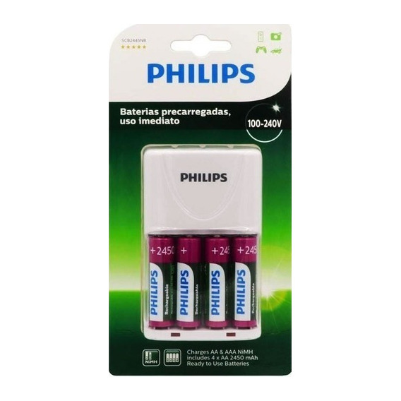 Cargador de pila Philips SCB2445NB - 110V/220V entrada