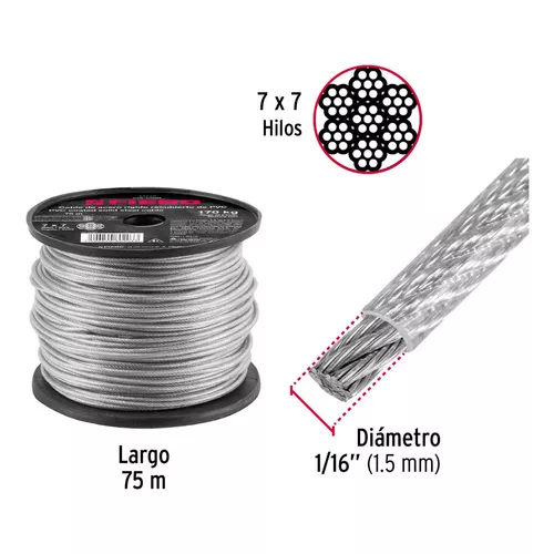 Cable de Acero 1/8 x150m 7x7Hilos Toolcraft TC5446