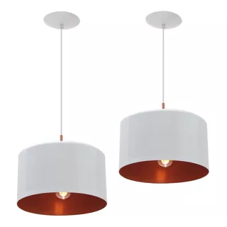 2x Pendente Bilboquê Large Preto Cobre Luminária Alumínio Cor Branco 110v/220v