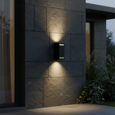 Aplique De Exterior Bidireccional Recto 2204 2xgu10 Negro Negro