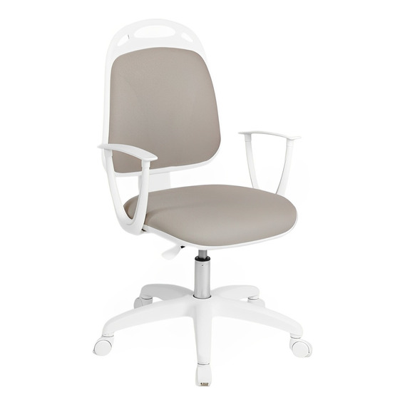 Silla de escritorio Diva ergonómica  beige y blanca con tapizado de marathon