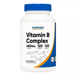 Complejo B 460mg (120 Cápsulas) Nutricost B Complex Vitamina Sabor Sin Sabor