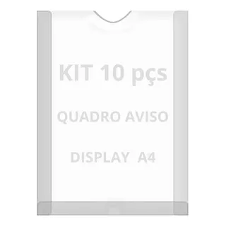 Displays Parede Folha A4 Petg Cristal Quadro Aviso Kit 10 Pç