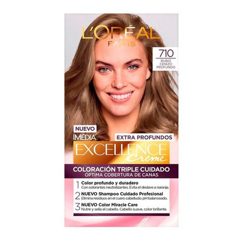 Kit Tinte L'Oréal Paris  Excellence Extra profundos tono 710 rubio cenizo profundo para cabello