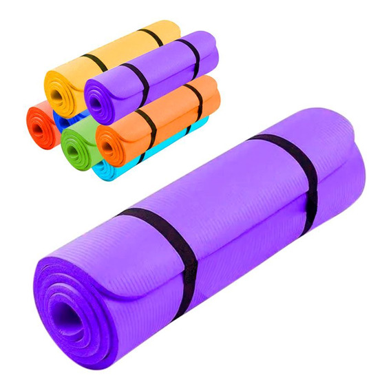 Colchoneta Alfombra Yoga Pilates Fitness 3 Mm Con Sujetador