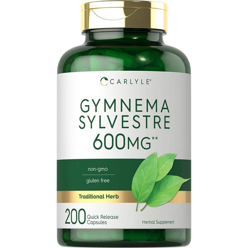 Premium Gymnema Sylvestre Leaf 600mg 200 Capsulas Carlyle Sabor Sin sabor
