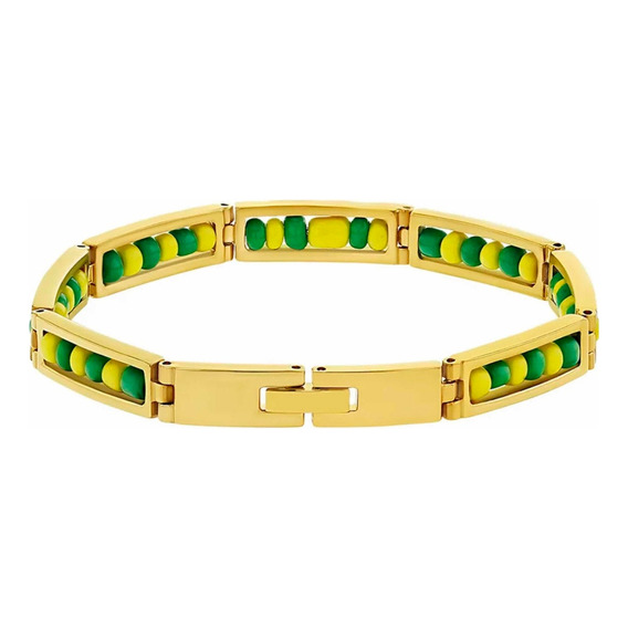 Pulsera Ilde De Orula Acero Baño De Oro 18 K Santeria Yoruba