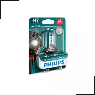 Lâmpada Farol Moto Xtreme Vision H7 Philips 100%+