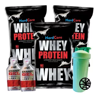 3 Whey Protein Proteina Hardcore Wpc + Shaker 600ml + Relago