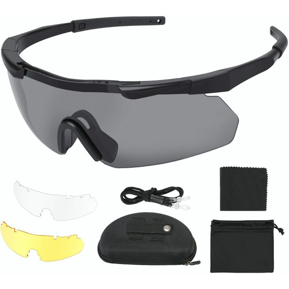 Gafas Goggles Táctico Tiro Uv400 Protección Con 3 Lentes