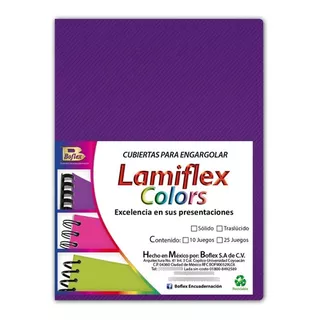 Lami Flex Pastas Plásticas Para Engargolar Color Morado Traslucido