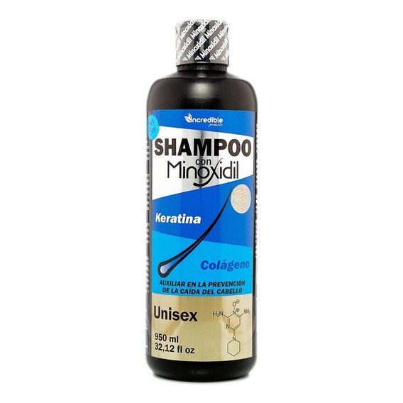 Shampoo Incredible Minoxidil Con Colágeno en botella de 950mL por 1 unidad
