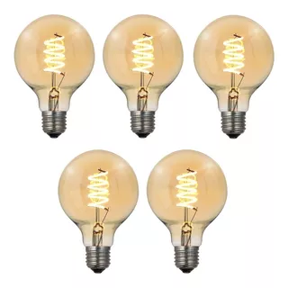 Kit 5 Lampadas Vintage Filamento Led G80 4w 110v