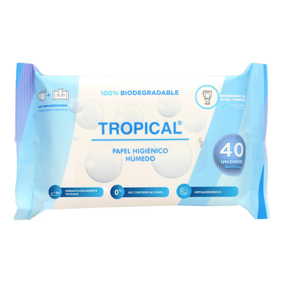 Papel Higiénico Húmedo Tropical 40un