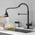 Canilla Grifo Monocomando Flexible Extensible Cocina Mesada Negro Mate