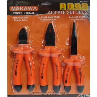 Juego De Alicates Aislados 3 Pcs Makawa Mk-0765