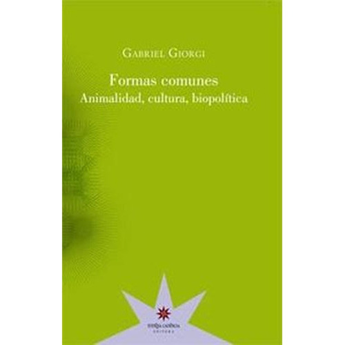 Formas Comunes: Formas Comunes, De Gabriel Giorgi. Editorial Eterna Cadencia Editora Srl Cuit, Tapa Blanda, Edición 1 En Español, 2014