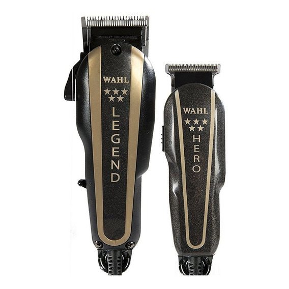 Máquina Cortapelo Wahl Barber Combo Legend Y Trimmer Hero Profesional Uso Rudo Barbería Y Estéticas Color Negro