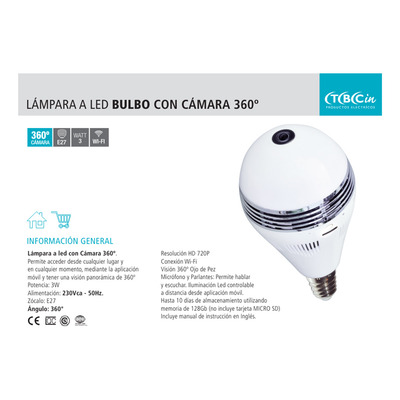 Lampara Wifi Led Camara Ip Seguridad Espia Full Hd 360°
