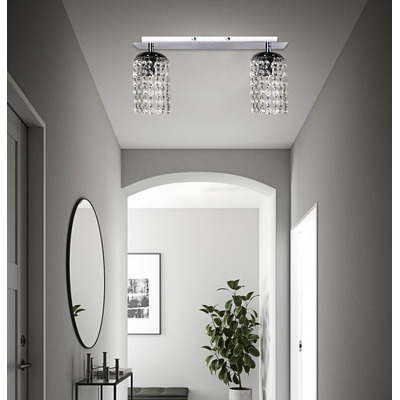 Araña Plafon Cairel Cromado Lineal Lyon 2 Luces Deco Moderno Cromo