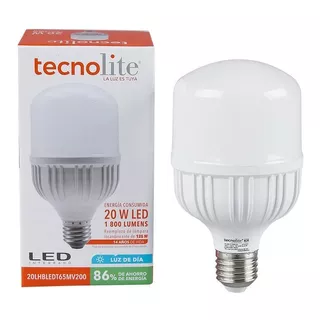 Foco Led De Alta Potencia, 20 W, Luz De Día, Base E27 Color De La Luz Blanco