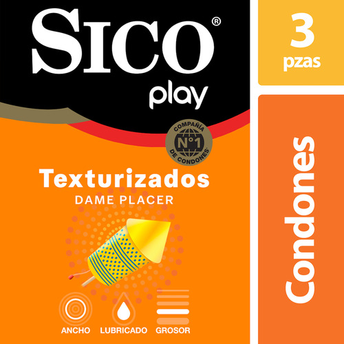 Sico Play, Condón De Látex Texturizado 3 Piezas