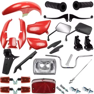 Kit Carenagem + Kit Guidao Pisca Cg 125 Titan 95/99 Vermelho