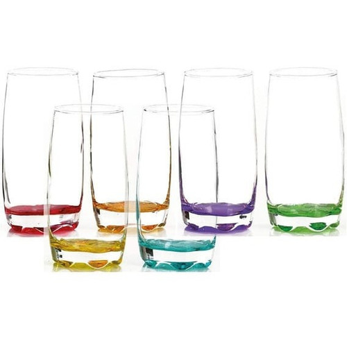 Juego De 6 Vasos De Vidrio Con Fondo De Colores Glazé Color Vasos 350 ml
