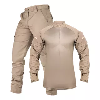 Farda Completa  Militar Caqui Combat  Shirt +calça 6 Bolsos