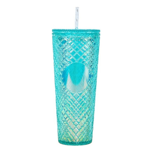 Botella / Vaso Plastico Con Sorbete Glam 680ml Full Color Turquesa