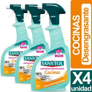 Sanytol Limpiador Desinfectante Cocina Pack 4 Unidad 500ml