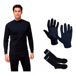 Conjunto Térmico Domi Super Completo Remera Manga Larga + Pantalón + Guantes + Medias Primera Piel Ideal Nieve Deportes