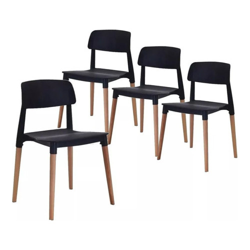 Sillas Milan X4 Madera Nórdicas Full Baires4 Color de la estructura de la silla Negro