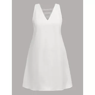 Vestido Suelto Blanco Con Encaje, Tallas Extras 2xl 3xl 4xl