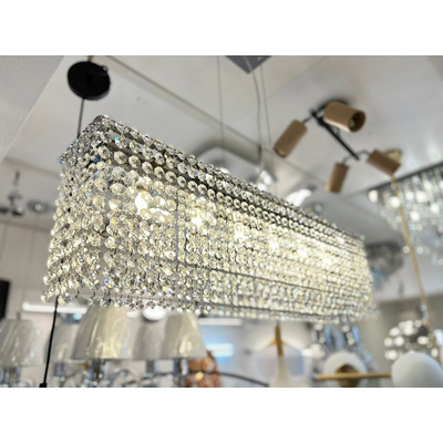 Lampara Colgante 6 Luces Drop Cristal Apto Led Moderno Pal Cromo