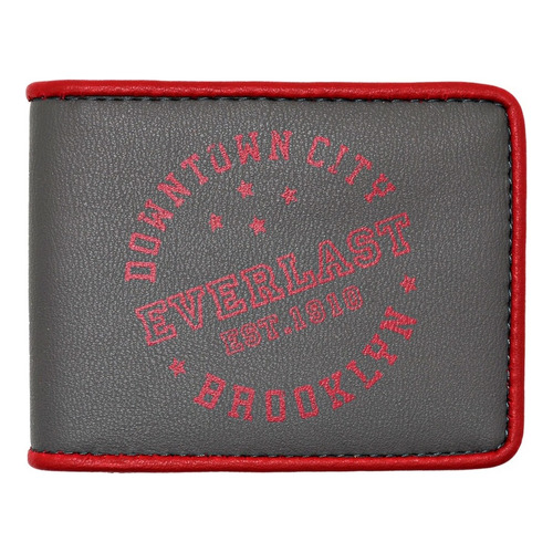 Billetera Hombre Everlast Estampada Eco Cuero Pu Tarjetas Color Gris