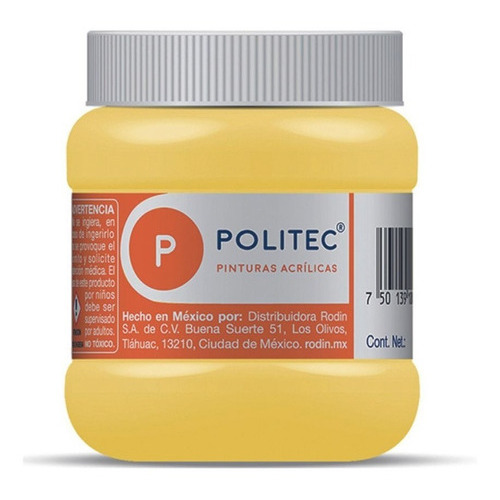 Pintura Acrilica Politec 250 Ml Acrilico Colores A Escoger Color Amarillo Pastel 329